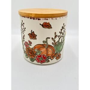 Inhomestylez Ceramic Autumn Harvest Canister Pumpkin With Bamboo Lid